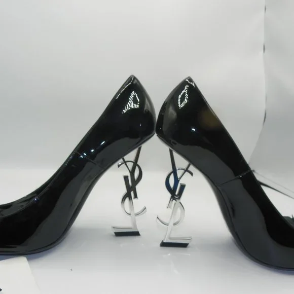 YVES ST. LAURANT BLACK /SILVER HEELS SZ 11.5 /42 - Picture 2 of 9